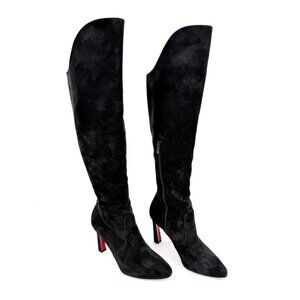 Christian Louboutin Eleonor Botta Knee High Black Suede Boots Size 40 US 10